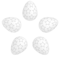 5 Eier zum Ausmalen kreisförmig angeordnet mit Sternmuster