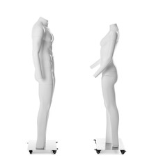 Set of ghost headless mannequins with removable pieces on white background