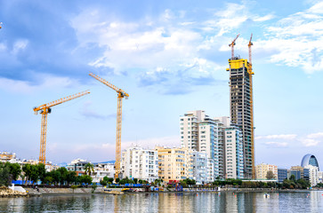 Coastline of Limassol, Cyprus with construction sites