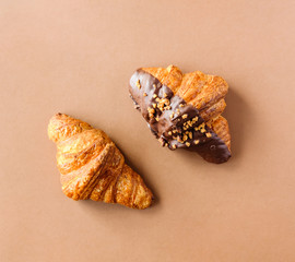 Two croissants background. 