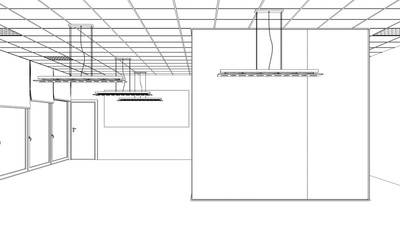 empty pavilion, contour visualization, 3D illustration, sketch, outline