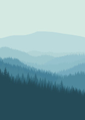 Fototapeta premium FLAT DESIGN MOUNTAIN FOREST FOR BACKGROUND , WALLPAPER , UI BACKGROUND , ADVENTURE BACKGROUND POSTER BACKGROUND