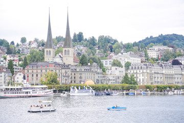 Obraz premium Lucerne, swiss city on the lake, in a cloudy day, switzerland