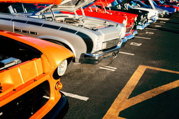 old classic car front close-up, cars street show