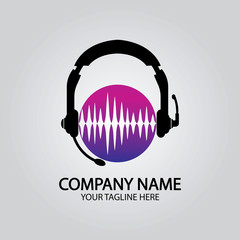 Headphone DJ, Music Studio Recording, Soundwave Logo Design Inspiration