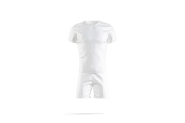 Blank white soccer uniform with t-shirt and short mockup, isolated