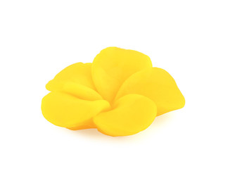 Isolated hand made soap in the shape of flower on white background