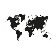 Fototapeta premium Bardzo szczegółowe mapy świata płaskie szary wektor na białym tle na białym tle. Szablon witryny sieci web, ikonografiki.