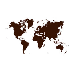 Highly detailed flat brown vector world map isolated on the white background. Template for web site, iconographics.