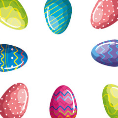 frame of eggs easter decorated vector illustration design