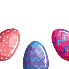 set of cute eggs easter decorated vector illustration designicon