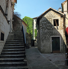 Kotor - romantic streets of the old town, Kotor bay (Boka Kotorska), Montenegro, World Heritage Site by UNESCO