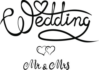 Wedding , lettering , love vector isolated on white background. Concept for logo, cards , invitation 