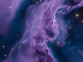 Inside purple Nebula, Stardust in deep space. Stellar system and gas nebula in galaxy. 3d illustration