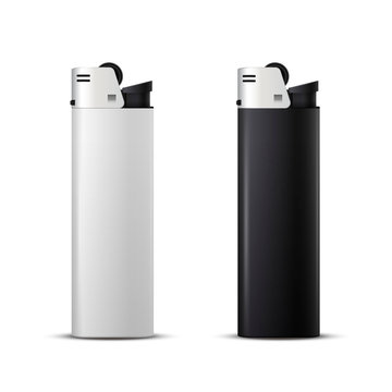 Black and white disposable plastic butane lighter mockups