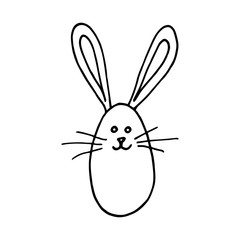 Easter egg with rabbit ears in doodle cartoon sketch hand drawn style for Easter. vector