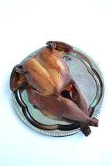 Smoked chicken isolated on white background
