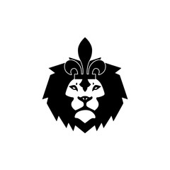 Lion head icon on white background. Lion head sign with Fleur de lis