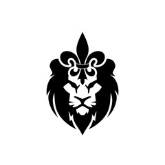 Lion head icon on white background. Lion head sign with Fleur de lis