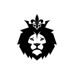 Obraz premium Lion head icon on white background. Lion head sign with Fleur de lis