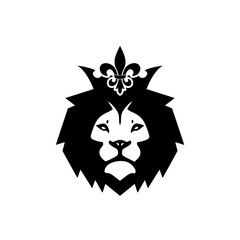 Lion head icon on white background. Lion head sign with Fleur de lis