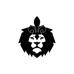 Lion head icon on white background. Lion head sign with Fleur de lis