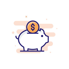 Saving  Vector illustration Outline Filled With Color Background Icon