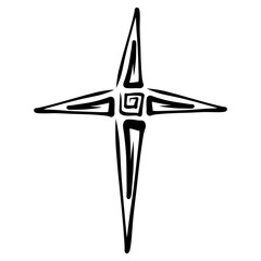 an abstract black cross resembling a star