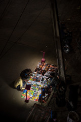 Market stall selling electrical items in India