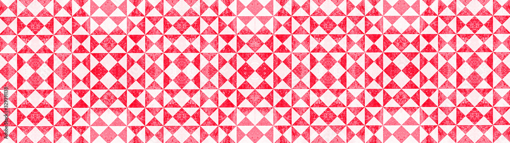 Aufkleber red white traditional motif tiles texture background banner panorama - vintage retro cement tile wit