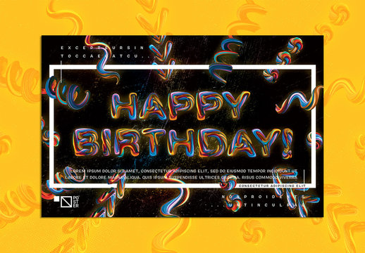 Happy Birthday Paint Brush Text Poster Layout