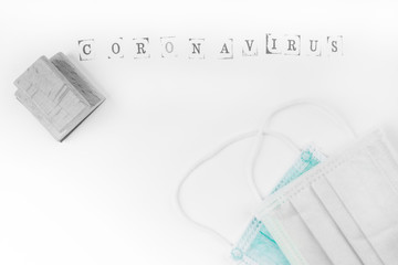white medical masks. Top view.