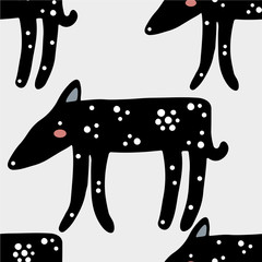 Abstract baby pattern with dog. Animal seamless cartoon illustration.