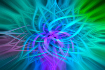 Colorful blue and green abstract background illustration of computer generated futuristic fractal art pattern.  