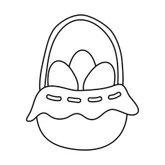 eggs easter in basket wicker vector illustration design