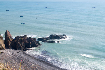 fishing boats on the high seas in summer