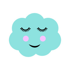 Sleeping cute cloud, cartoon vector Illustration.
