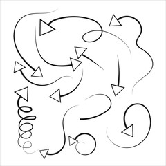 Set of abstract hand drawn arrow line