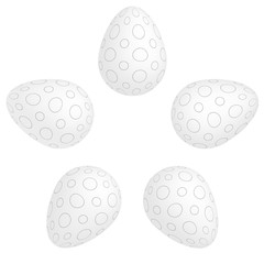 5 Eier zum Ausmalen kreisförmig angeordnet mit Kreismuster