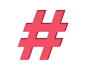 hashtag 3d icon vector