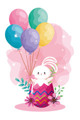 Obraz na płótnie Canvas rabbit in egg easter with balloons helium vector illustration design