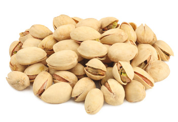 Pistachios isolated on white background