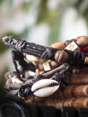Leather beads from different countries.