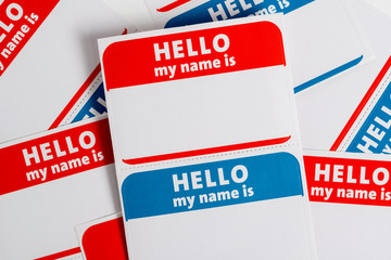 Hello my name is name badge paper aticker - 329398315