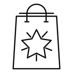 Online shop bag icon. Outline online shop bag vector icon for web design isolated on white background