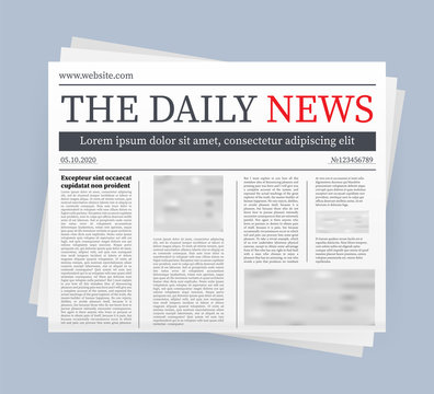 Vector mock up of a blank daily newspaper. Fully editable whole newspaper in clipping mask. Vector stock illustration.