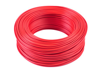 Roll of electrical cable cord isolated white background