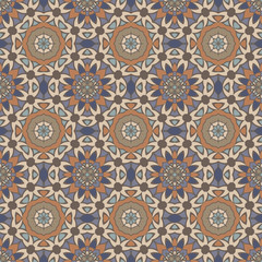 Creative color abstract geometric mandala pattern, vector seamless, can be used for printing onto fabric, interior, design, textile, tile, pillow