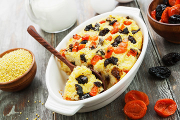 Millet casserole with dried fruits