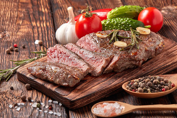 Grilled beef steak with spices